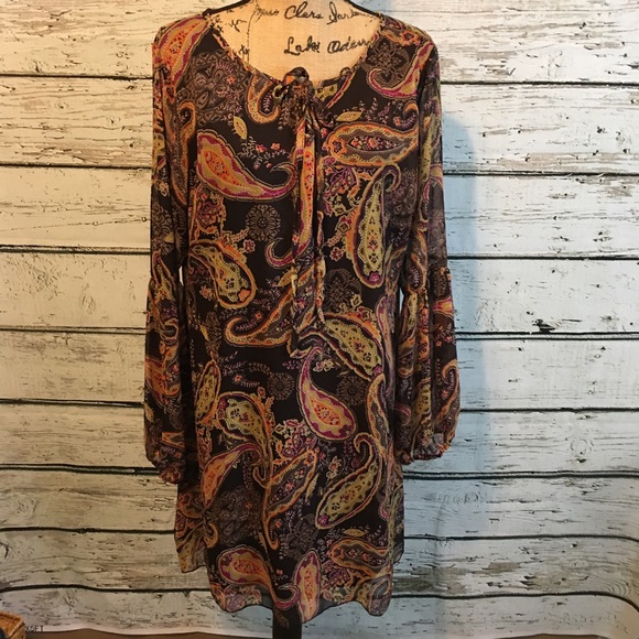 rancho estancia Tops - Rancho Estancia Brown Paisley Tunic size Large